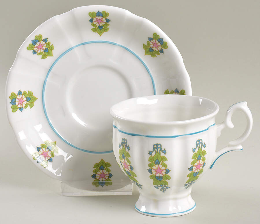 Victoria Regina Footed Cup & Saucer Set by Crown Staffordshire-1