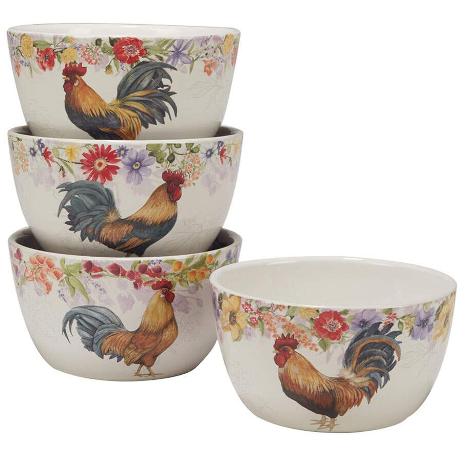 Floral Rooster Individual Ice Cream/Dip Bowl by Certified International-1