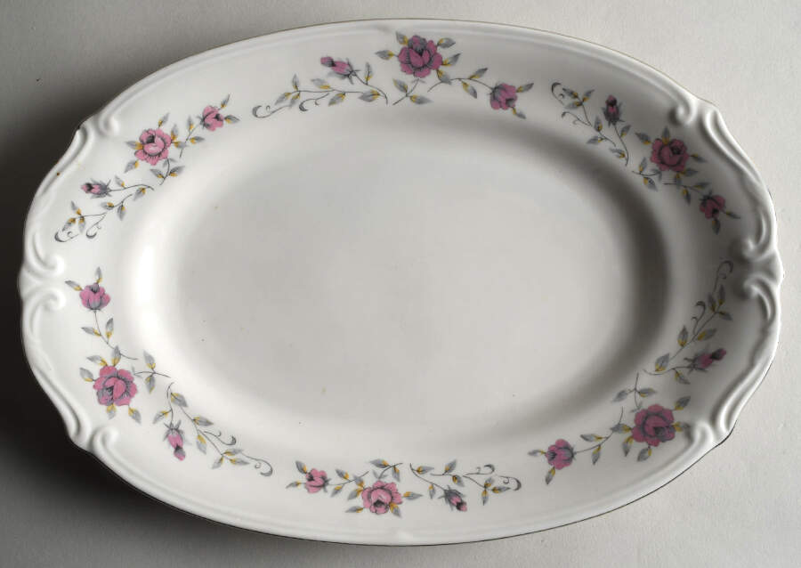 Christine Platinum 13" Oval Serving Platter by Chodziez-Poland-1