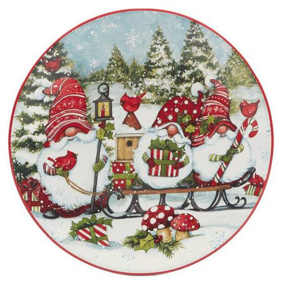 Christmas Gnomes Salad/Dessert Plate by Certified International-1