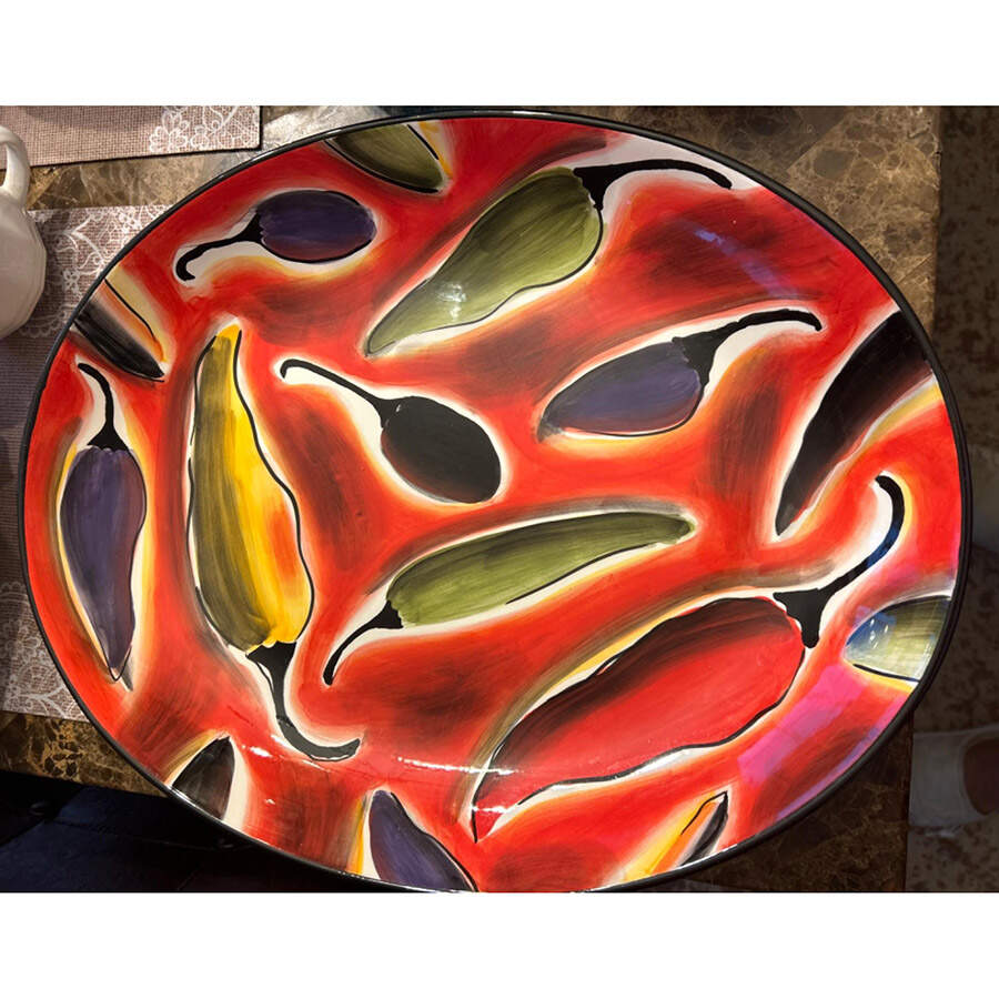 Red Hot Chili Chip Bowl/Plate for Chip & Dip Set by Clay Art-1