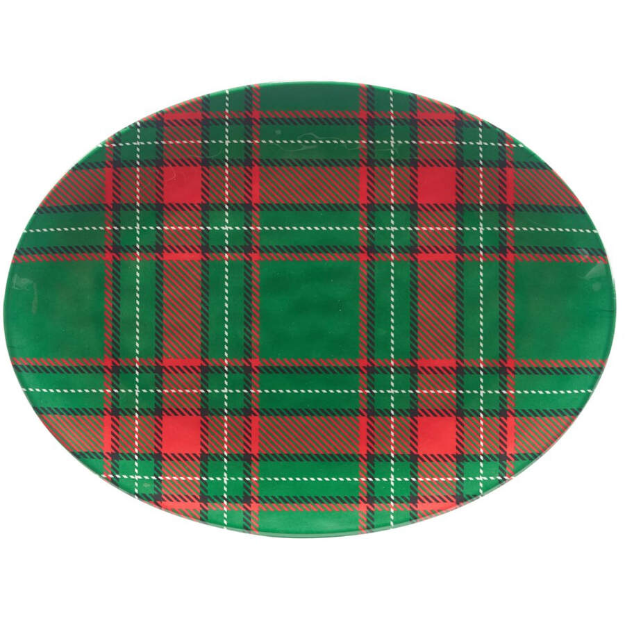 Christmas Plaid (Melamine) 18" Oval Serving Platter by Certified International-1
