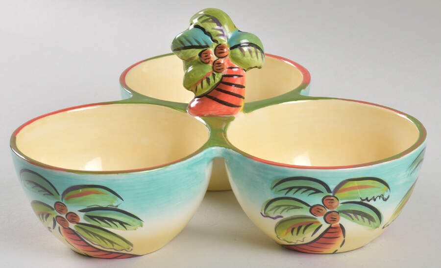 Palm Beach 3 Part Condiment Server W/Center Handle by Clay Art-1