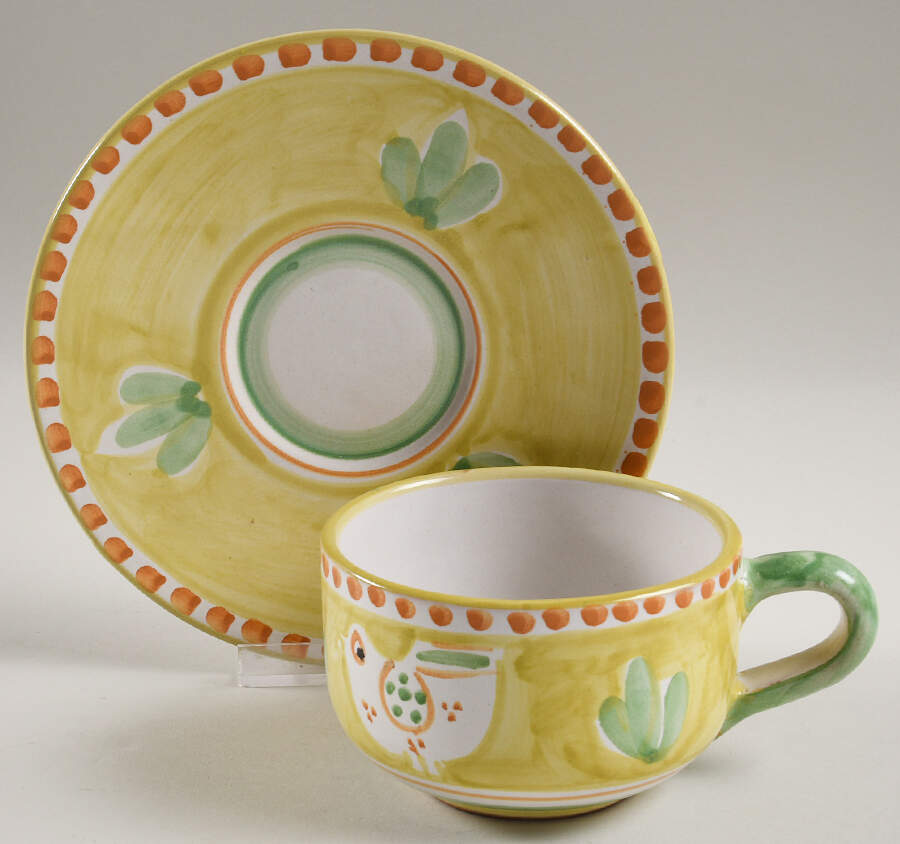 Campagna-Chicken Flat Cup & Saucer Set by Ceramica Artistica (CAS Vietri)-1