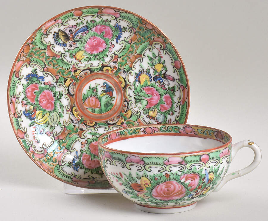 Rose Medallion (No People) Flat Cup & Saucer Set by China (Made in China)-1