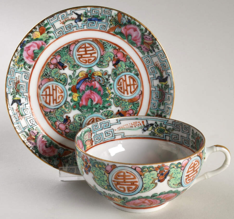 Rose Medallion (No People) Flat Cup & Saucer Set by China (Made in China)-1