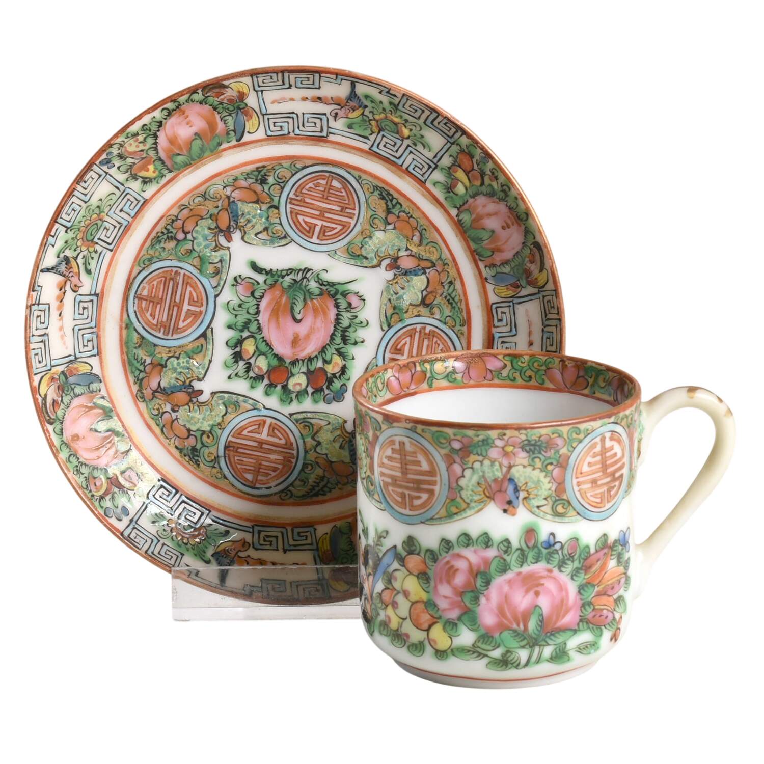 Rose Medallion (No People) Flat Demitasse Cup & Saucer Set by China (Made in China)-1