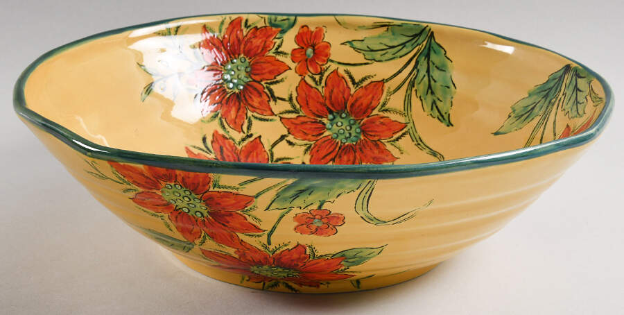 Gold Poinsettia 12" Round Serving Bowl by Maxcera Corp-1
