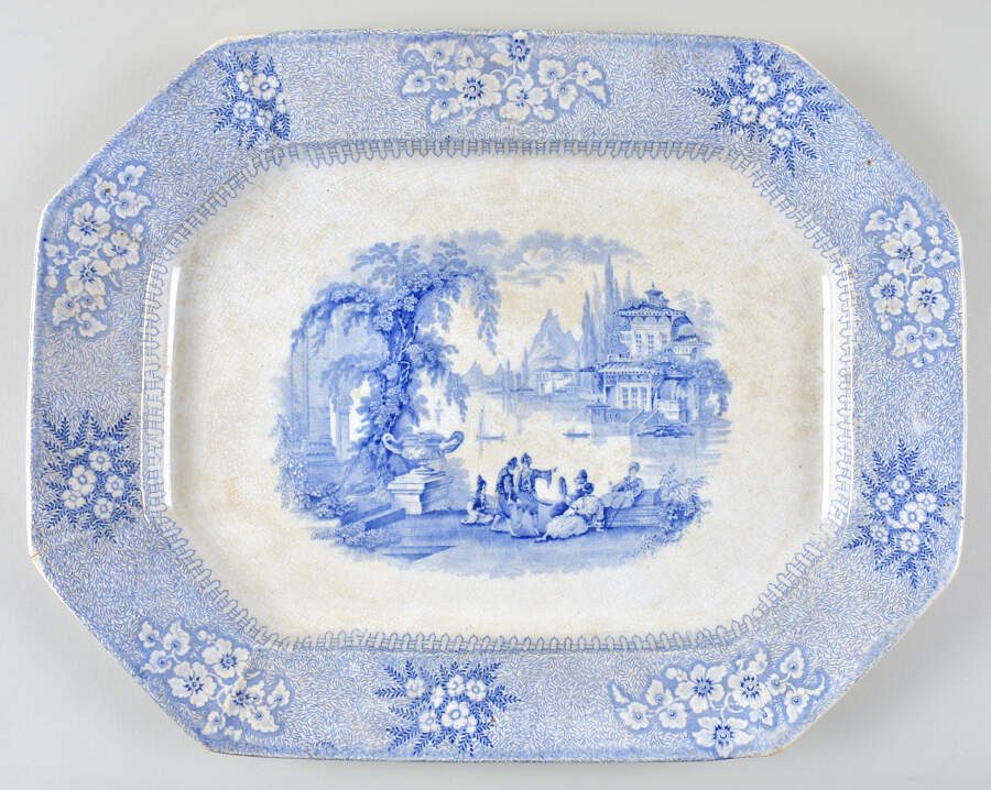 Gem Blue 17" Oval Serving Platter by Edward Challinor-1