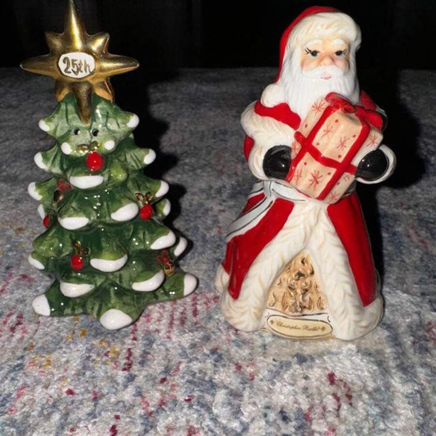 Celebrating Santa Figural Salt & Pepper Set by Christopher Radko-1
