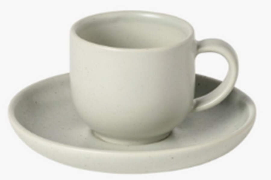 Pacifica Oyster Gray Flat Demitasse Cup & Saucer Set by Casafina-1