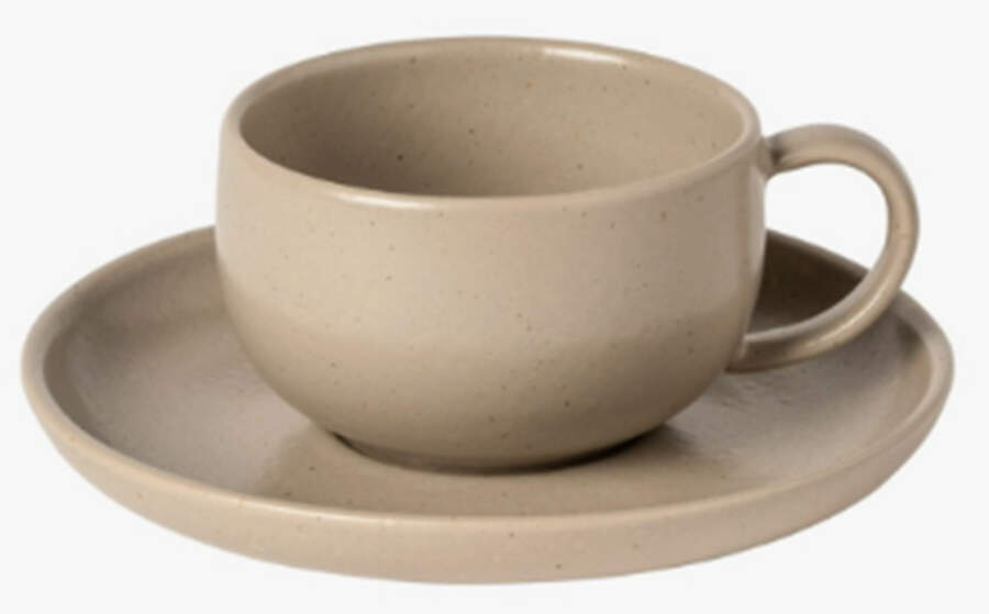 Pacifica Chestnut (Light Brown) Flat Cup & Saucer Set by Casafina-1