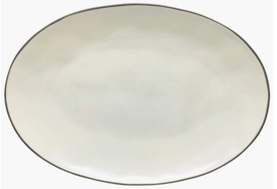 Stacked Organic-Salt (White) 17" Oval Serving Platter by Costa Nova China-1