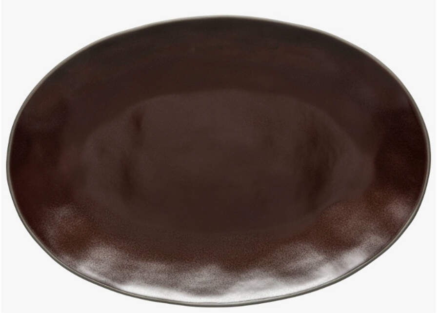 Stacked Organic-Port (Dark Brown) 17" Oval Serving Platter by Costa Nova China-1