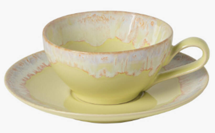 Taormina-Yellow Flat Cup & Saucer Set by Casafina-1