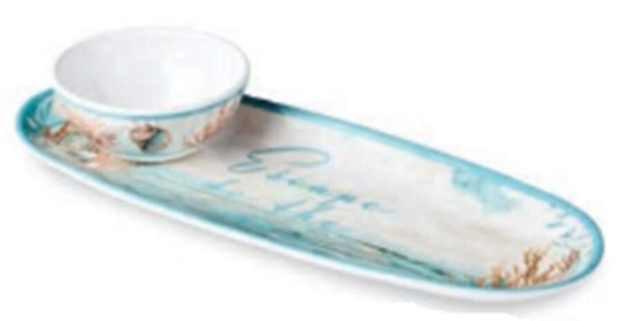 Escape To the Sea Melamine Dip Bowl & Tray Set by Certified International-1