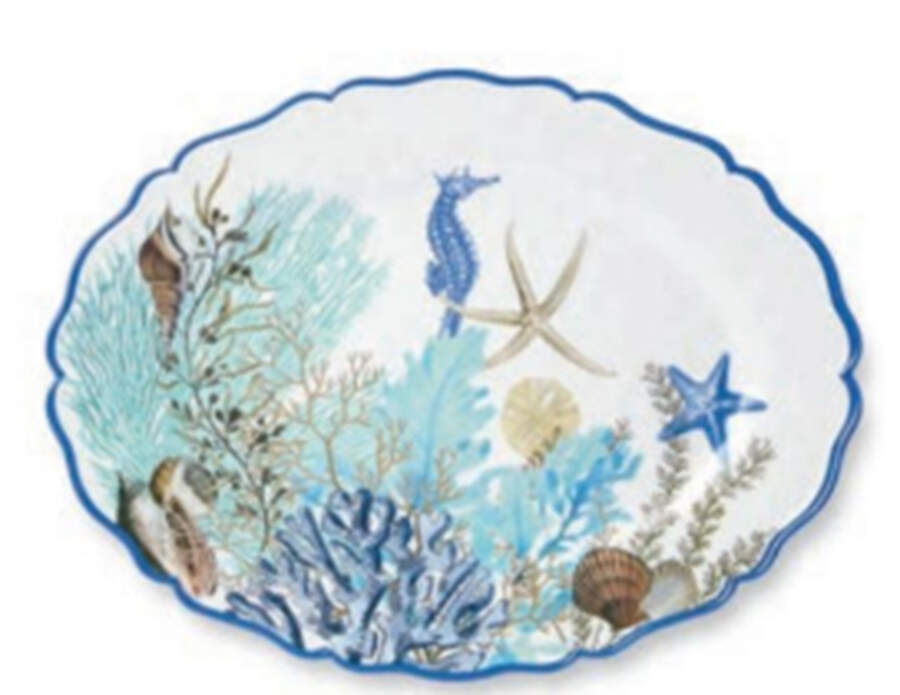 Blue Lagoon (Melamine) 18" Oval Serving Platter by Certified International-1