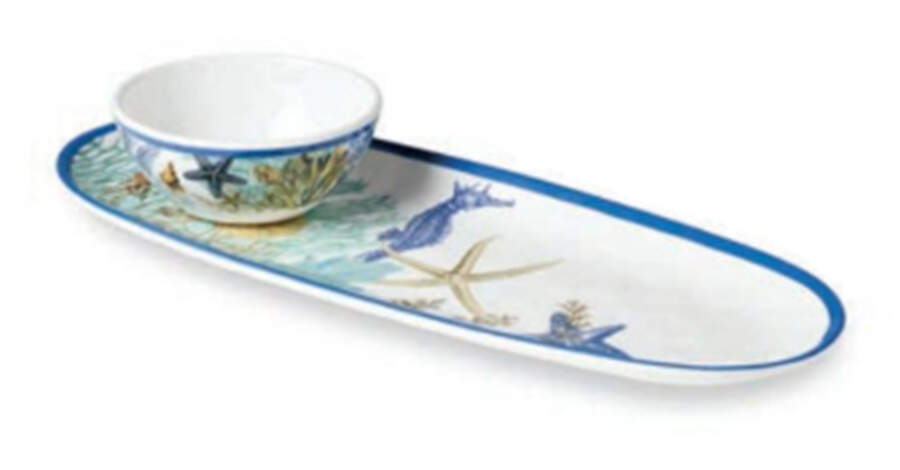 Blue Lagoon (Melamine) Melamine Dip Bowl & Tray Set by Certified International-1