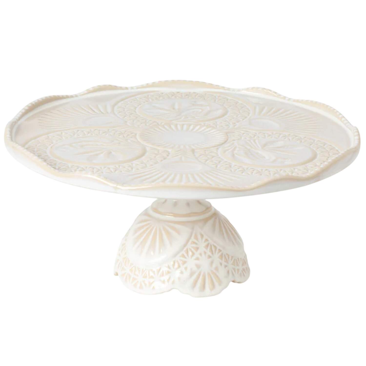 Cristal White 12" Diameter Pedestal Cake Stand by Costa Nova China-1