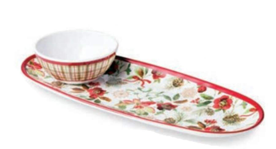 Winter Blooms Melamine Dip Bowl & Tray Set by Certified International-1