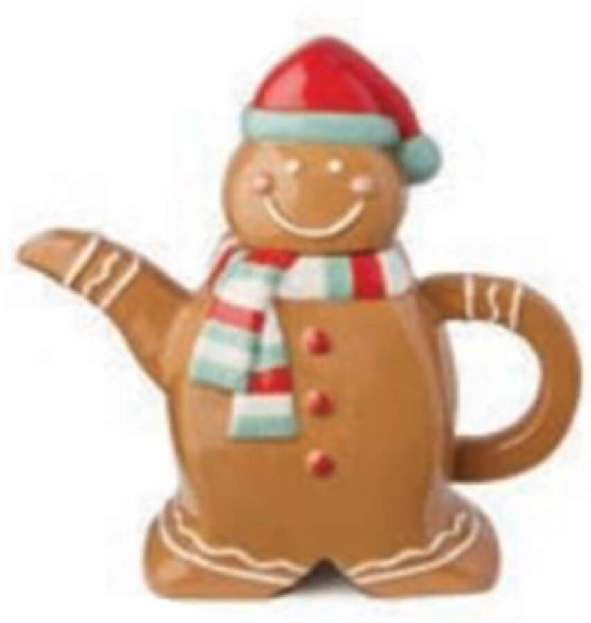 Festive Christmas-Gingerbread Figural Teapot & Lid by Certified International-1