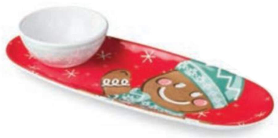 Festive Christmas-Gingerbread Melamine Dip Bowl & Tray Set by Certified International-1