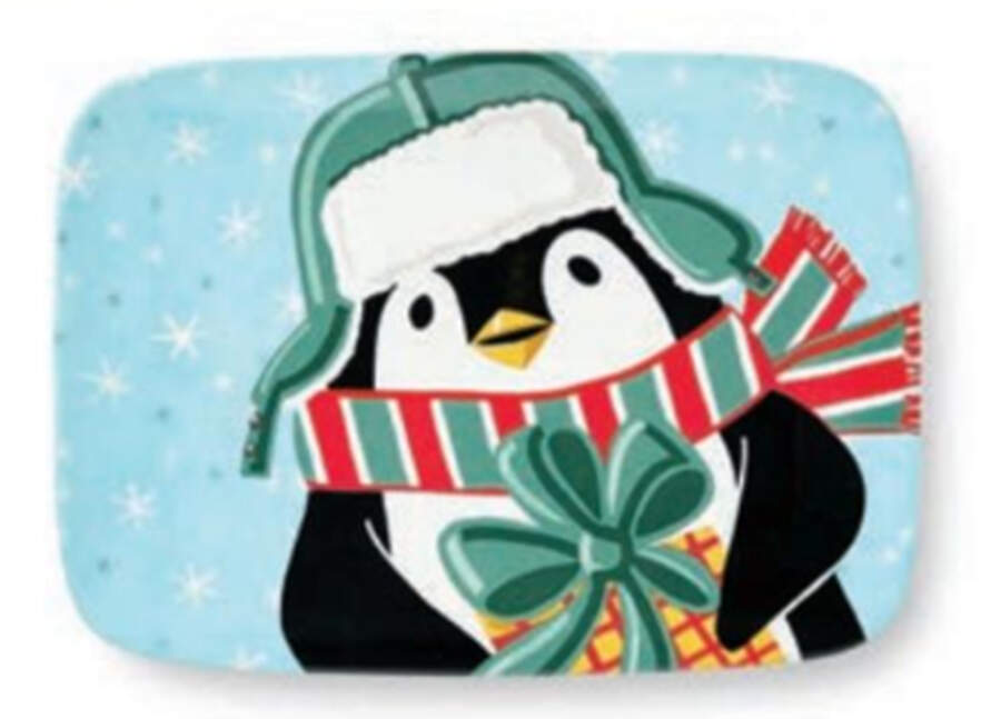 Festive Christmas Penguin 14" Rectangular Serving Platter by Certified International-1