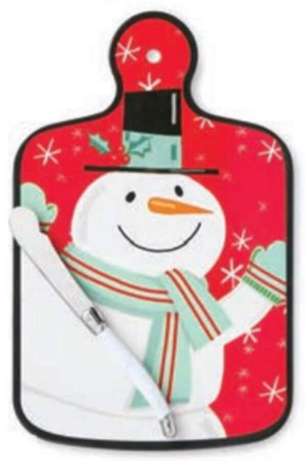 Festive Christmas Snowman Melamine Cheese Board & Knife Set by Certified International-1
