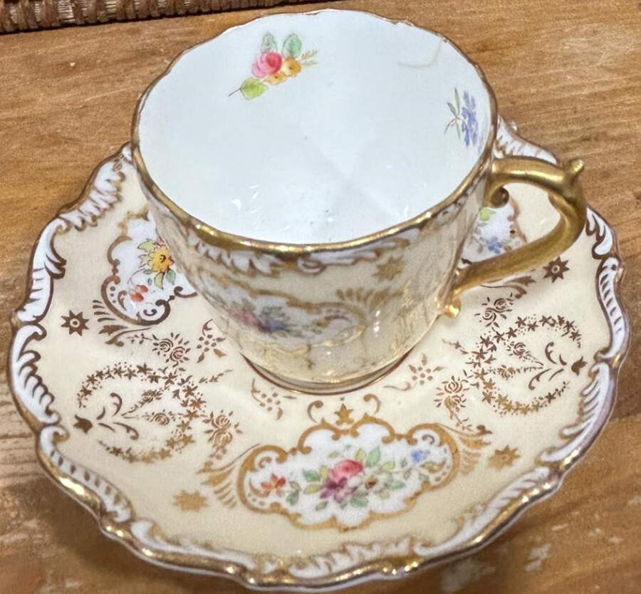 Old Coalport-Ivory Flat Cup & Saucer Set by Coalport-1