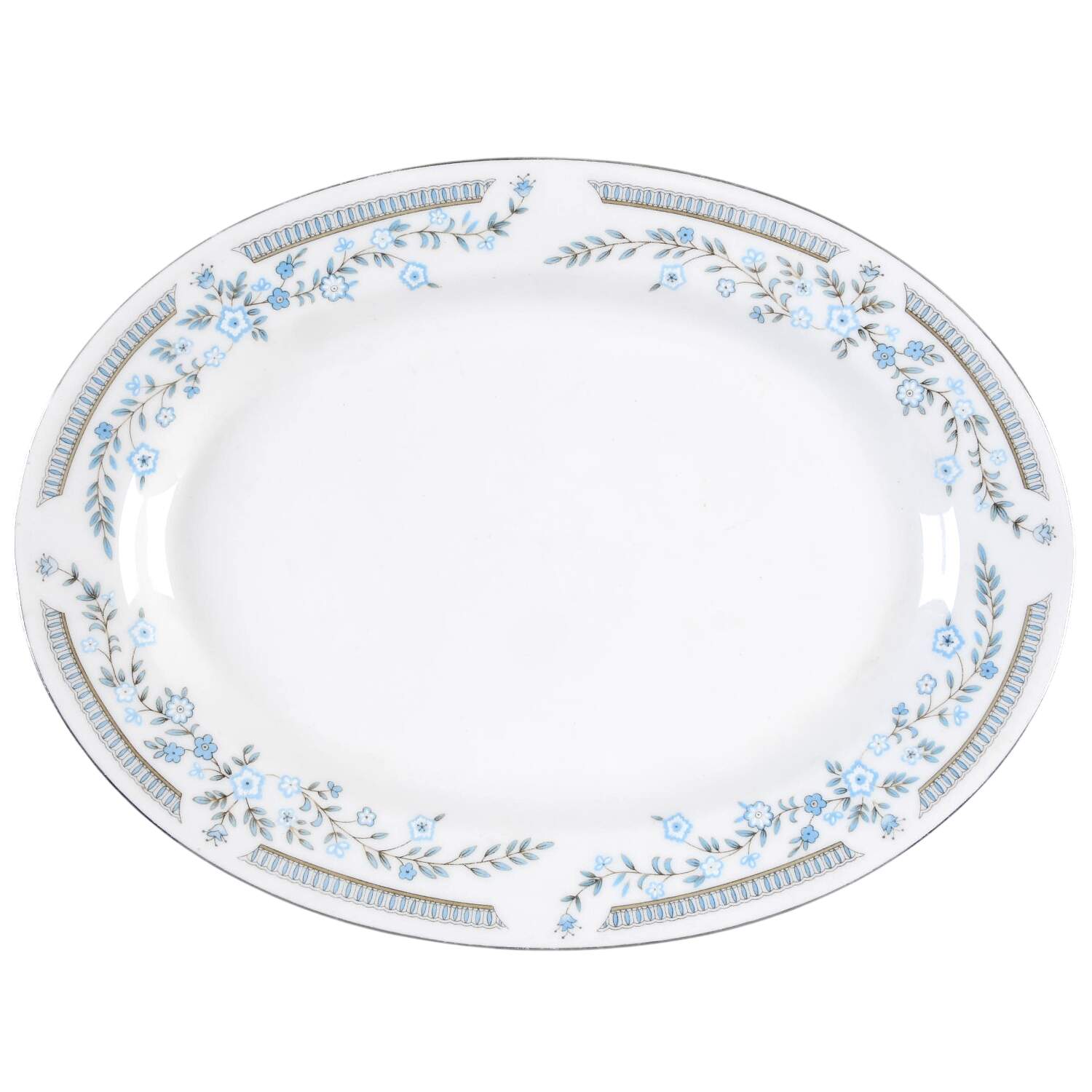 CX877 Platinum Trim 12" Oval Serving Platter by China (Made in China)-1