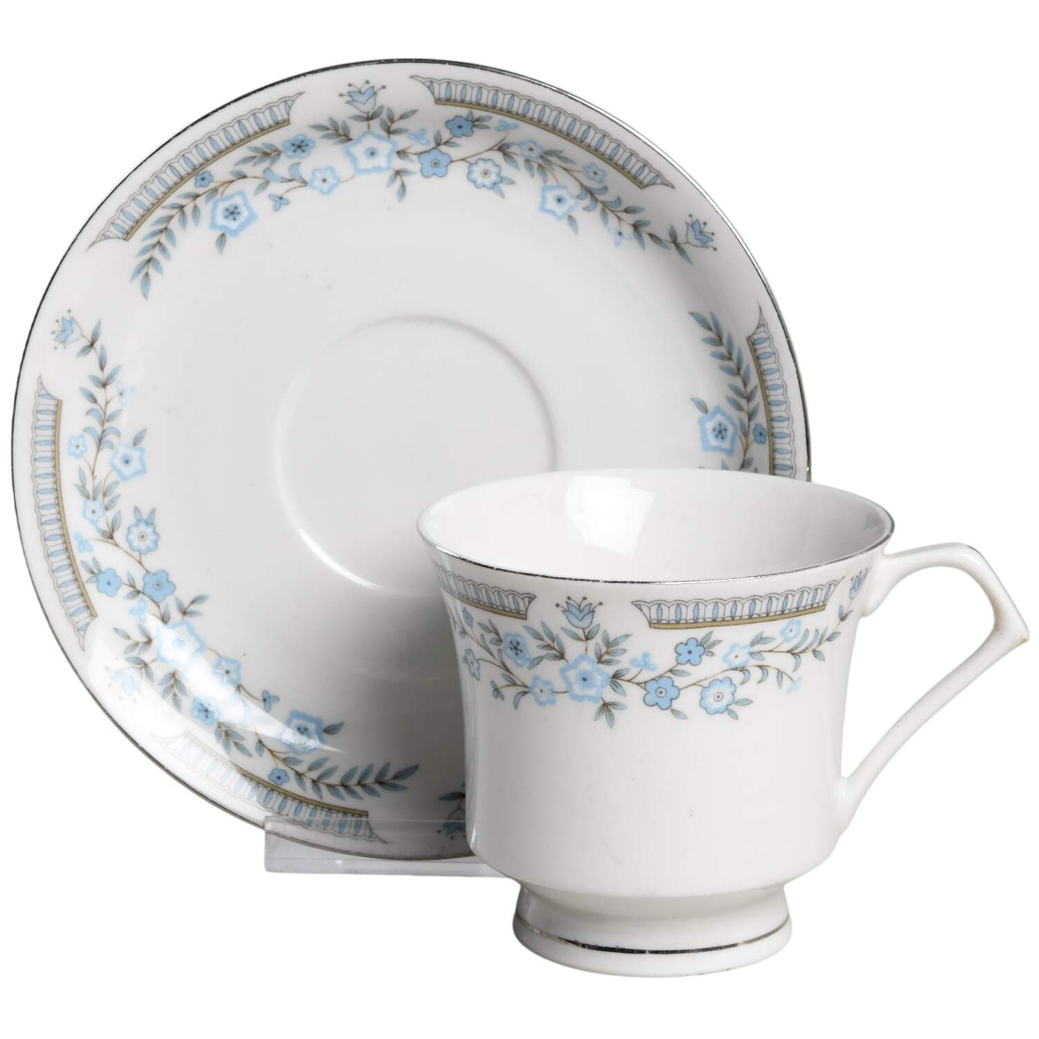 CX877 Platinum Trim Footed Cup & Saucer Set by China (Made in China)-1