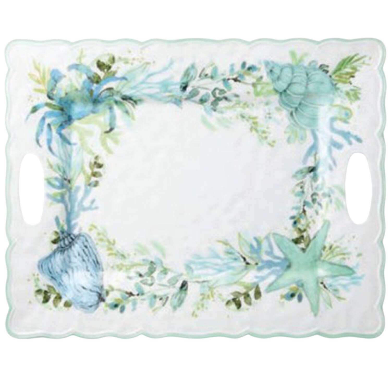 Sea Glass 19" Rectangular Handled Tray by Certified International-1