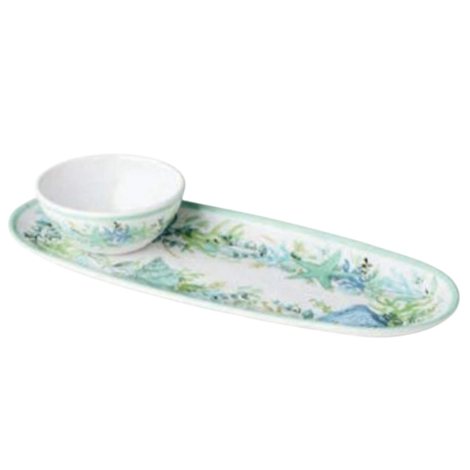 Sea Glass Melamine Dip Bowl & Tray Set by Certified International-1