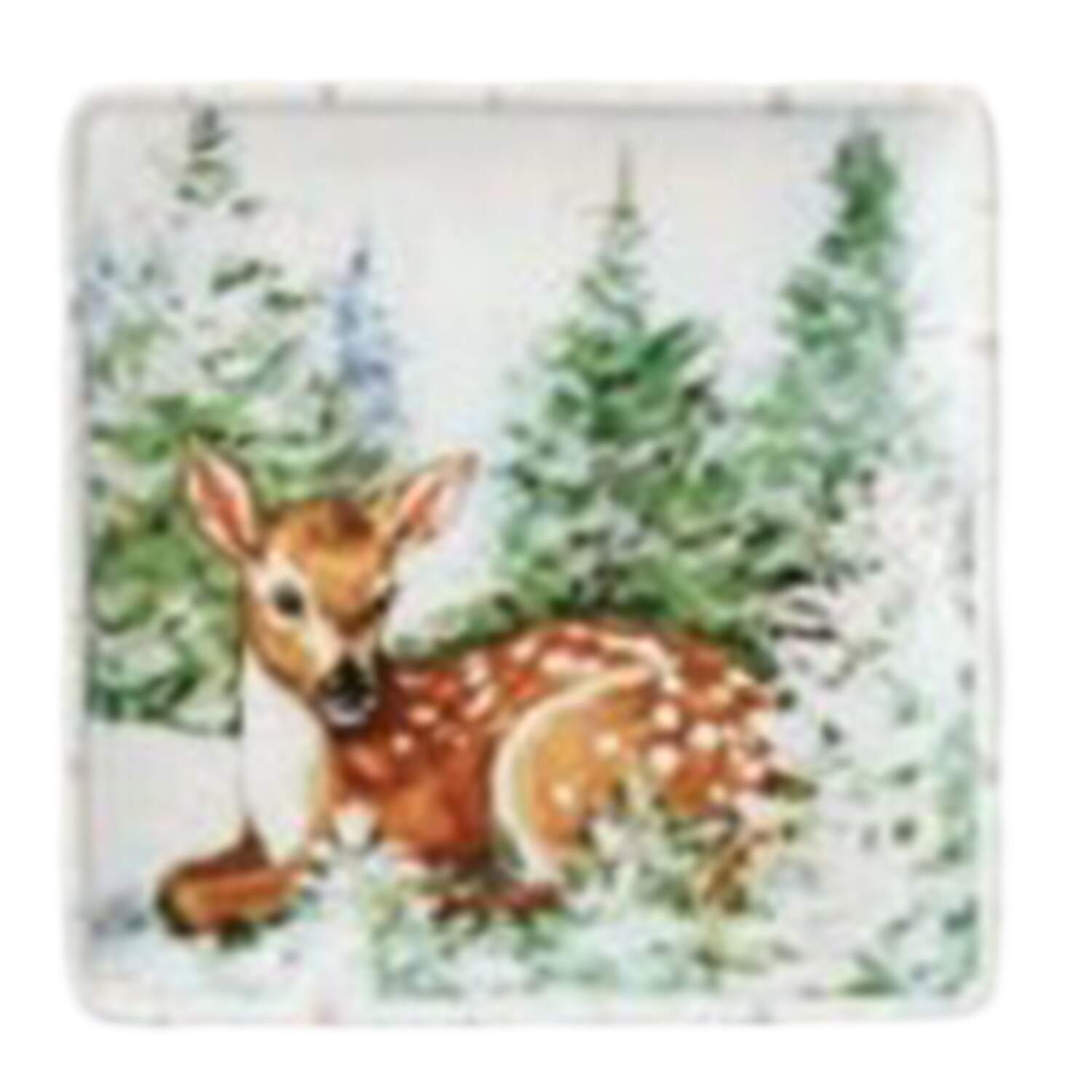 Winter's Cabin Square Dessert Plate by Certified International-1