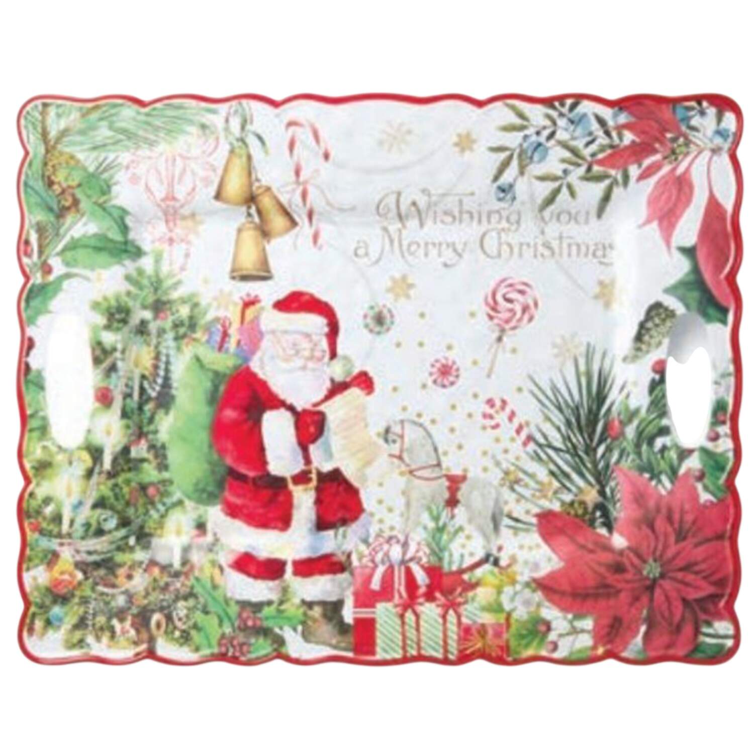 Santa's Delivery 19" Rectangular Handled Tray by Certified International-1