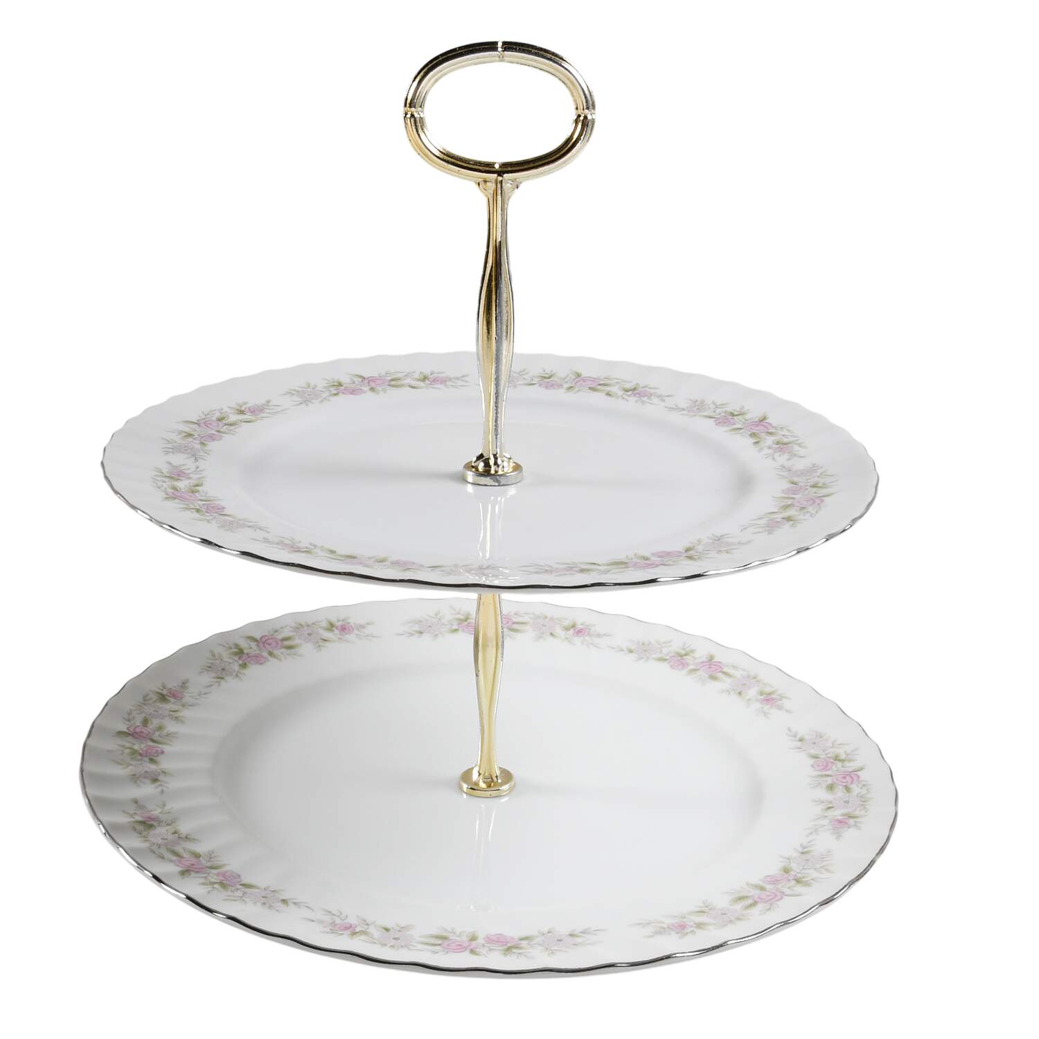 Teahouse Rose 6 5/8"-10"  2 Tiered Serving Tray (Dp, Sp) HC by Dansico-1