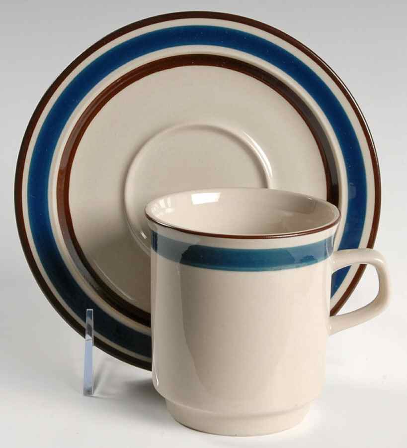 Akey Blue Flat Cup & Saucer Set by Dachi-1