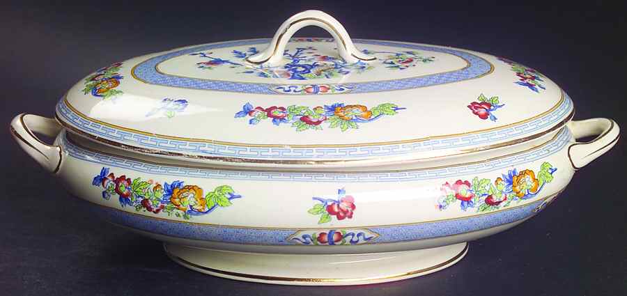 Indian Tree Oval Covered Vegetable by Davison & Son-1