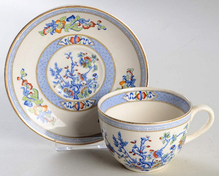 Indian Tree Flat Cup & Saucer Set by Davison & Son-1