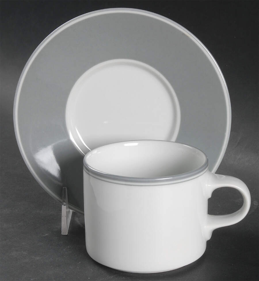 Adagio Gray Flat Cup & Saucer Set by Dansk-1