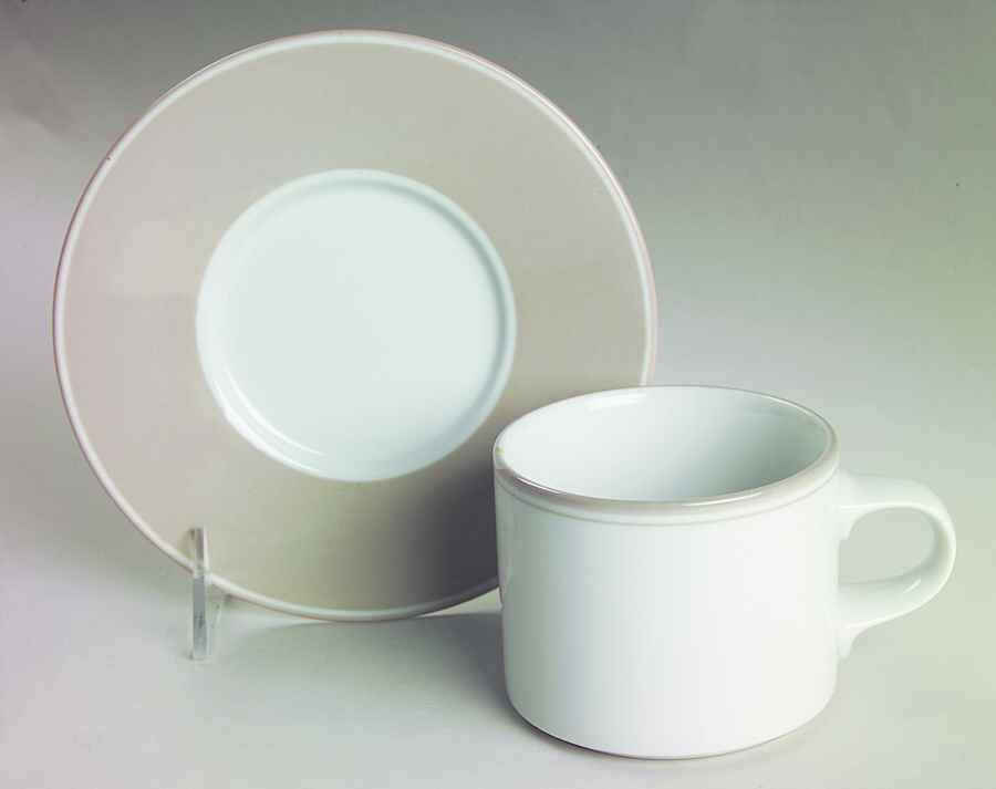 Adagio Taupe Flat Cup & Saucer Set by Dansk-1