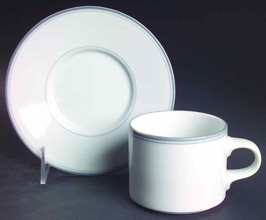Allegro Grey Flat Cup & Saucer Set by Dansk-1