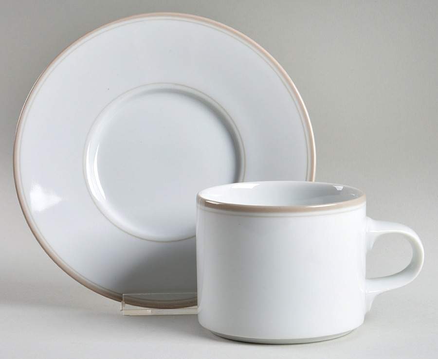 Allegro Taupe Flat Cup & Saucer Set by Dansk-1