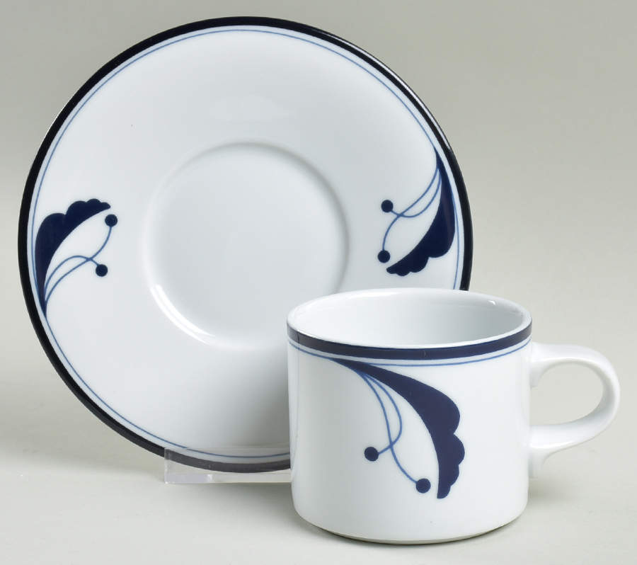 Bayberry Blue (Japan, Portugal) Flat Cup & Saucer Set by Dansk-1