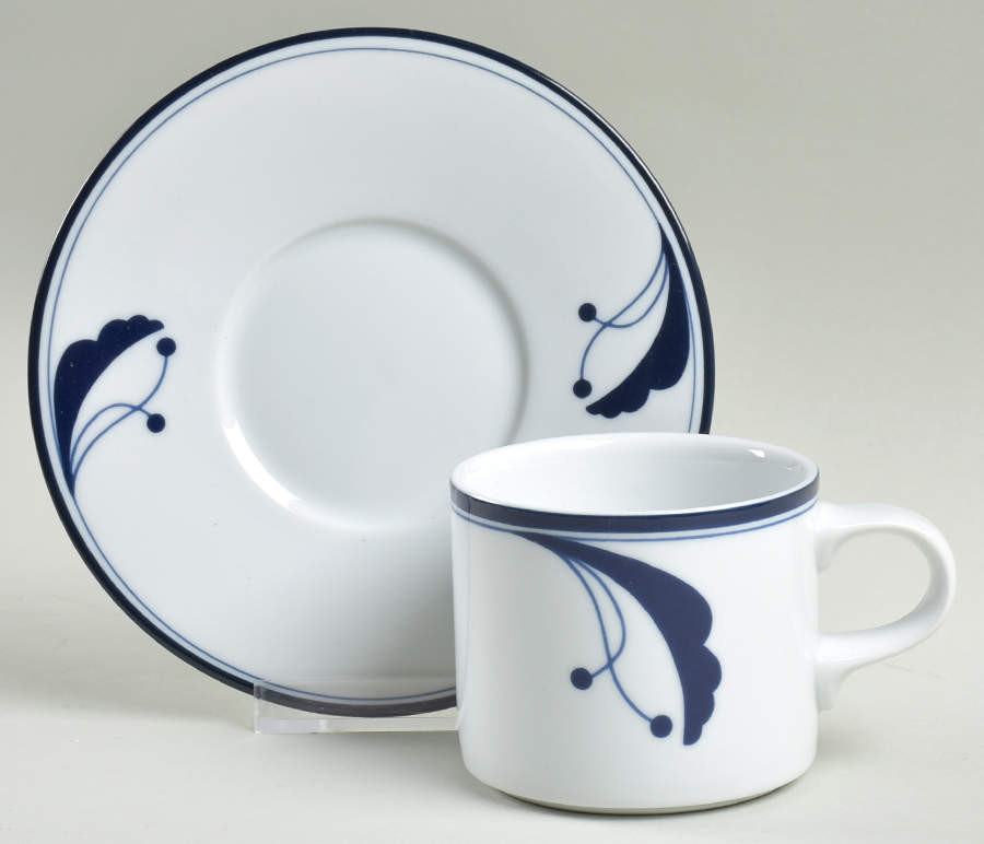 Bayberry Blue (Japan, Portugal) Flat Cup & Saucer Set by Dansk-1