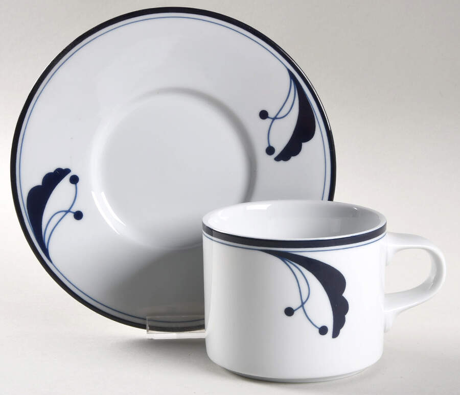 Bayberry Blue (Japan, Portugal) Flat Cup & Saucer Set by Dansk-1