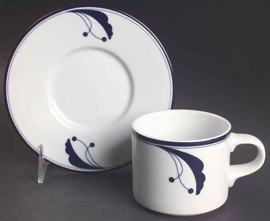 Bayberry Blue (Japan, Portugal) Flat Cup & Saucer Set by Dansk-1