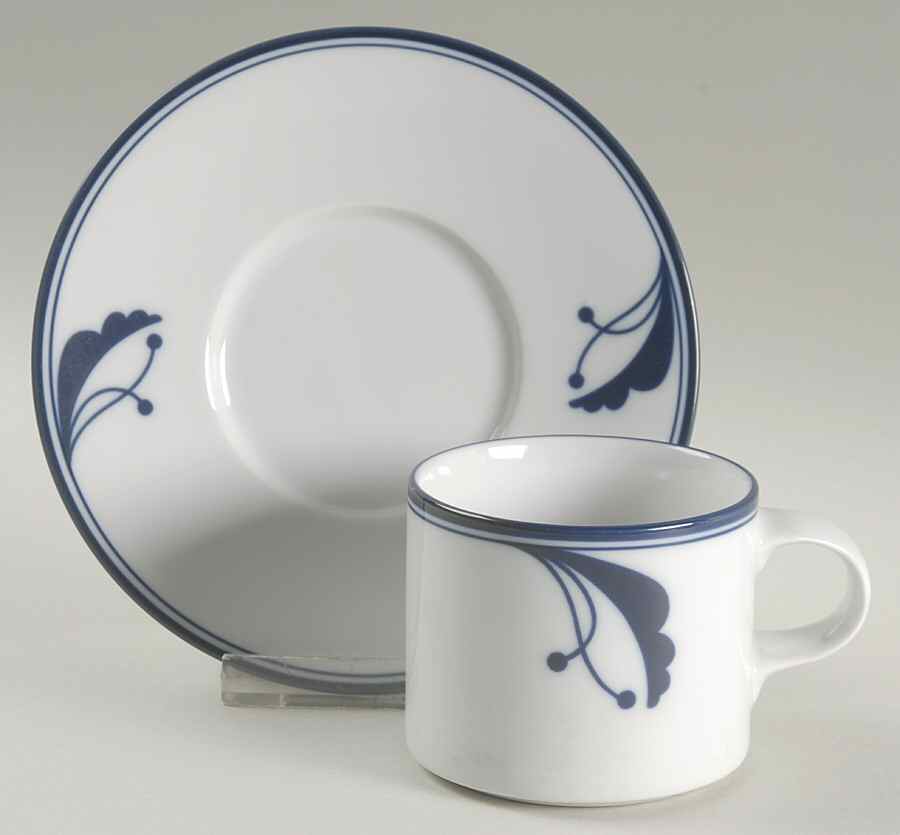 Bayberry Blue (Japan, Portugal) Flat Cup & Saucer Set by Dansk-1