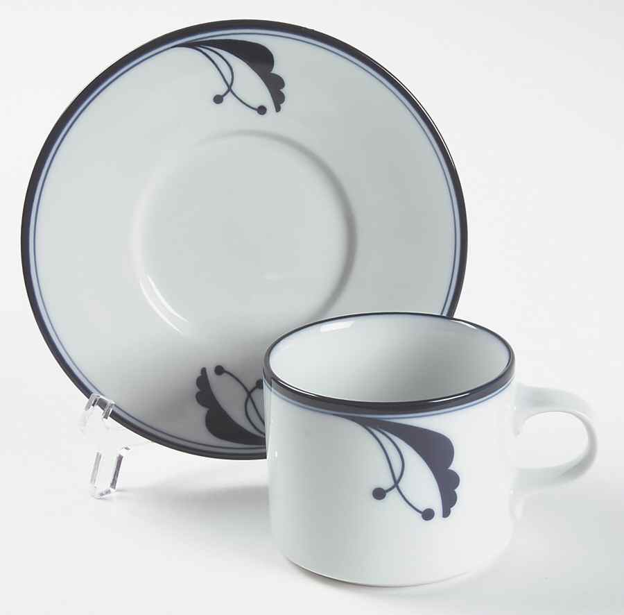Bayberry Blue (Japan, Portugal) Flat Cup & Saucer Set by Dansk-1