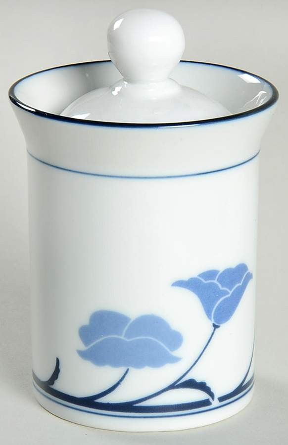 Belles Fleurs Blue Sugar Bowl & Lid by Dansk-1